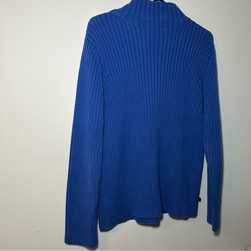 Lauren Ralph Lauren 100% Cotton Vibrant Blue Ribbed Turtleneck Sweater Size L - Picture 12 of 13